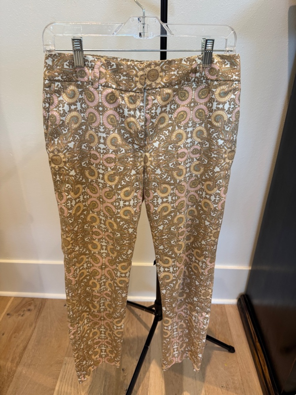 Pendleton Paisley Straight-Leg Pants in Pink and Gold Tones